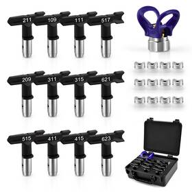 Airless Sjg B0c5td3cr3 Paint Spray Tip Set 12 Reversible Nozzles And Seat Storage Box Pro Qual