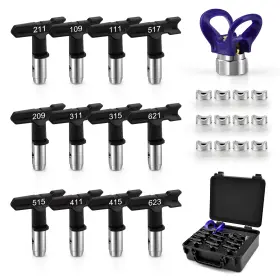 B0c5td3cr3 Airless Sjg Paint Spray Tip Set 12 Reversible Nozzles And Seat Storage Box Pro Qual