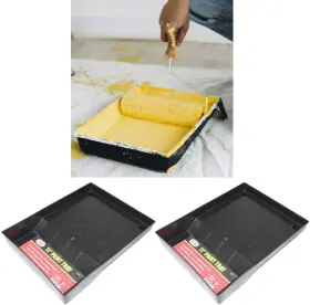 02816-2pc Alltopbargains 2 X Paint Roller Tray 11 Inch 14 Heavy Duty Plastic Deep Well Washable Black