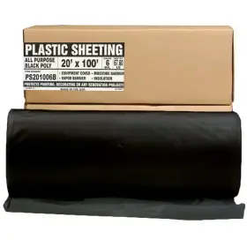 Aluf Plastics 445027040005 All Purpose Black Polysheeting 20x100ft 6mil Heavy-duty Tear And Leak Resistant