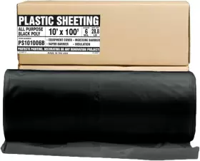 Aluf Plastics 691038863844 Black Plastic Sheeting - 10 X 100 6 Mil Heavy Duty Gauge Vapo