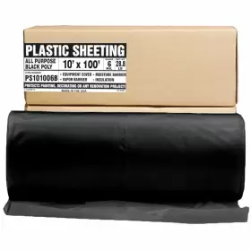 Aluf Plastics 735692036135 Black Plastic Sheeting - 10ft X 100ft 6 Mil Heavy Duty Gauge Vapor And Moist