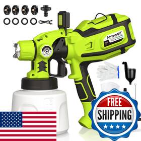 Amzwolf B0fxwhgmkp Paint Sprayer 1250w Hvlp Spray Gun With 5 Nozzles And 3 Patte