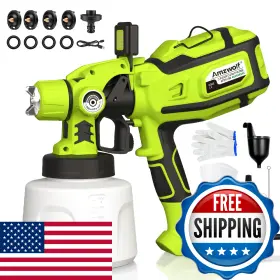 B0fxwhgmkp Amzwolf Paint Sprayer 1250w Hvlp Spray Gun With 5 Nozzles And 3 Patte