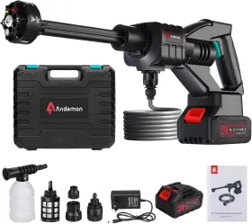 Skuk88895 Andeman Cordless Pressure Washer 800psi 1.5gpm - 3.0ah Battery Portable Black