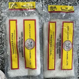 11002 Applicators & More Lot Of 2 New Applicator Refill Pads And 1 With Block 100% Pure Lambskin 10 Inch