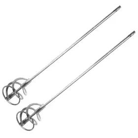 Auto-plaza 770807729762 2x Silver Sds Spiral Mixing Paddle Paint And Mud Mixer Whisk For Drill