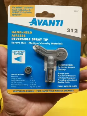 58557 Avanti Airless Reversible Spray Tip 312 Graco Tc-pro Series Hand Held Sprayer