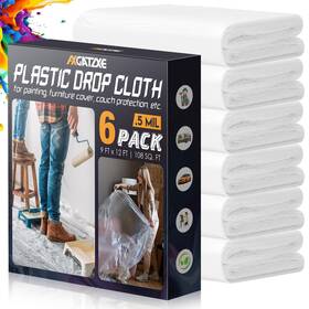 Axgatoxe B0dqdwv1sv 12x9 Ft Plastic Drop Cloths 6-pk - Disposable Painters Sheeting And Tarps