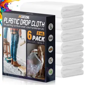 B0dqdwv1sv Axgatoxe 12x9 Ft Plastic Drop Cloths 6-pk - Disposable Painters Sheeting And Tarps