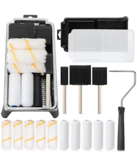 Bates Choice 810168262628 Bates- 4 Inch Paint Roller Set 18 Pcs 1x Plastic Tray 3x Multicolor