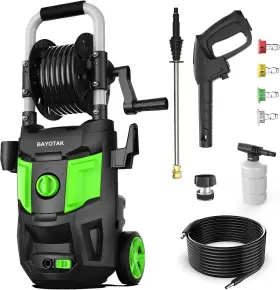 Gurx-151 Bayotak Electric Pressure Washer 4800 Psi Max 3.0 Gpm High Cleaning Green