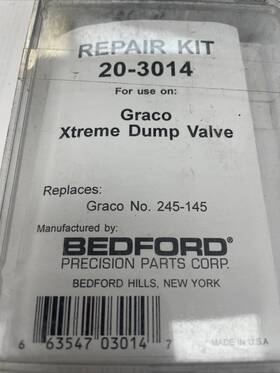 Bedford 245145 20-3014 Dump Bleed Valve Repair Kit Replaces Graco 245-145