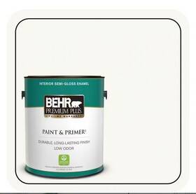 Behr 678885051280 Premium Plus 1 Gal Ultra Pure White Semi-gloss Enamel Interior Paint Primer