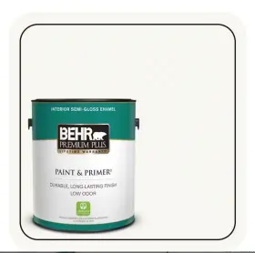 Behr 678885051280 Premium Plus 1 Gal Ultra Pure White Semi-gloss Enamel Interior Paint Primer