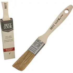 787367 Best Look 1 Inch Flat White Natural China Bristle Paint Brush Pack Of 12