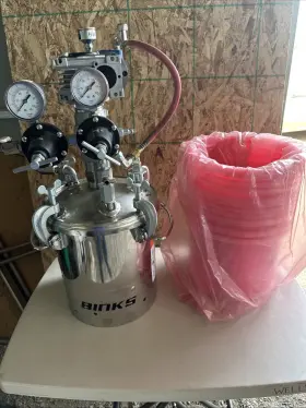0910-4031 Binks 2.5 Gallon Stainless Steel Pressure Tank With Agitator And Worm Gear Reducer