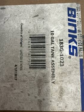 Binks 183g-1023 10gal Tank With Fill Port Indirect Drive Agit