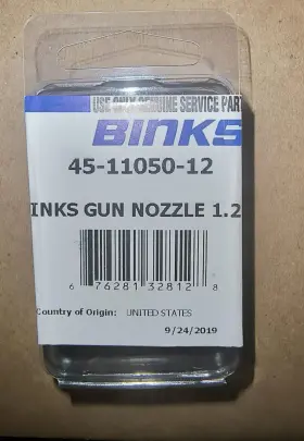 45-11050-12 Binks Trophy Gun Fluid Nozzle - 1.2mm Brand New