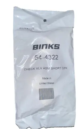 54-4322 Binks Short Check Valve Assembly- 54-4322- Pack Of 3 - Brand New