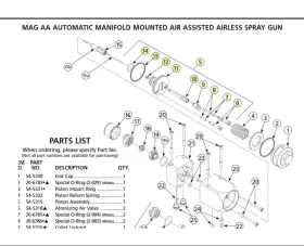 54-5355 Binks Mag Hvlp Automatic Airspray Gun - Piston Assembly Repair Kit