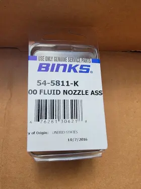 54-5811-k Binks - Aa1600 Fluid Nozzle Kit With Plastic Seat