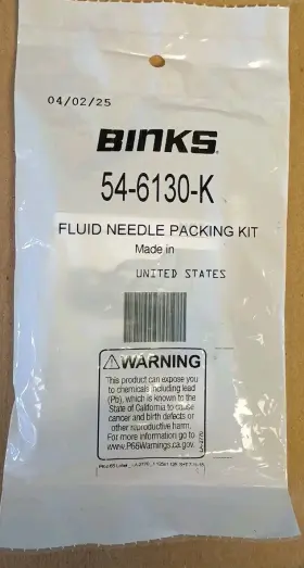 54-6130-k Binks Fluid Needle Packing Kit For The Trophy Gun
