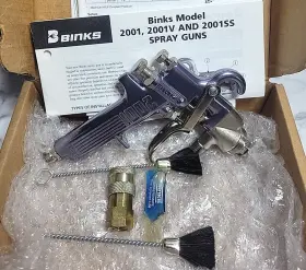 6211-2800-7 Binks 2001 Tank Feed Hvlp Air Spray Gun 66ss/66sd Opened Box Never Used