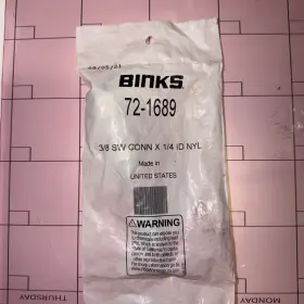 72-1689 Binks Tubing Connector Brass 3/8 Inch Nps F Swivel With Spring Guard