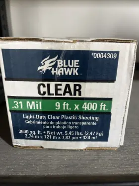 0004309 Blue Hawk Clear .31 Mill 9 Ft X 400ft Plastic Sheeting