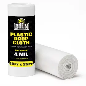 Boen 313021171162 Painters Plastic Sheeting 10 Ft. X 25 4 Mil Clear Drop Cloth