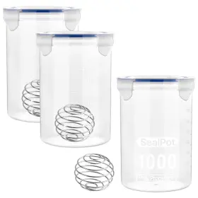 Pc-001 Boocalny 3 Sets Paint Container With Stainless Steel Mixing Ball Clear Bottles