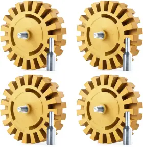 Hj501-4 Brand Cowboybob 4pack Decal Remover Eraser Wheel Rubber 4 Pack Slotted