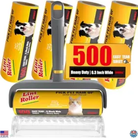 Brand Dymoll Handle 5 Extra Sticky Large Lint Roller - 500 Sheets 6.3 Inch Pet Hair Remover For Dogs/cats
