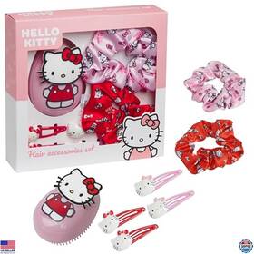 Brand Hello Kitty 3289 Sanrio Hair Brush And Accessory Set - Clips Scrunchies Detangler