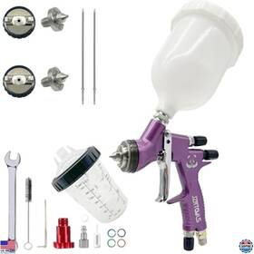 Brand Jzntools Te20 Premium Hvlp Air Spray Gun Kit - 1.3/1.8mm No Clean Cup And 16 Adaptor Purple