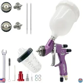 Te20 Brand Jzntools Premium Hvlp Air Spray Gun Kit - 1.3/1.8mm No Clean Cup And 16 Adaptor Purple