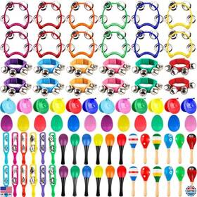 Brand Swakuta B0dsd1l47r Vibrant 84-piece Musical Instrument Set Tambourines Cymbals Shakers And Maracas