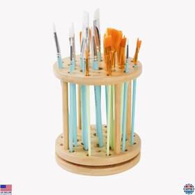 Brand Yeeyeah Yy23 360 Rotating Bamboo Brush Tray Rack - Large Capacity Paint Organizer Stand