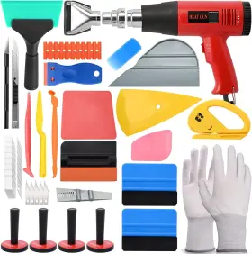 Nt-016 Branded Vinyl Wrap Tool Kit With Heat Gun Car Felt Red