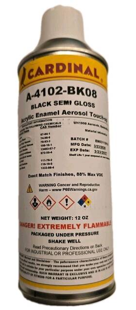 Cardinal A-4102-bk08 Acrylic Enamel Aerosol Touch Up Black Semi Gloss 12 Oz