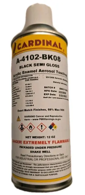 A-4102-bk08 Cardinal Acrylic Enamel Aerosol Touch Up Black Semi Gloss 12 Oz
