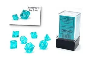 Chx20385 Chessex Dice Set 10mm Translucent Teal/white Plastic Polyhedral