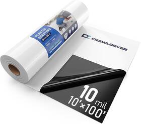 Crawldryer 744759409393 Crawl Space Vapor Barrier 10 Mil 10ftx100ft Thick Plastic Sheeting Drop Cloth V