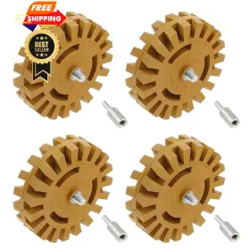 Dele 787353485240 4pcs Decal Remover Eraser Wheel Tool Kit 4inch Rubber Power Drill 4 Pcs
