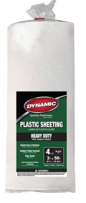 Dynamic 389876 3 Ft. X 50 4 Mil Black Plastic Sheeting