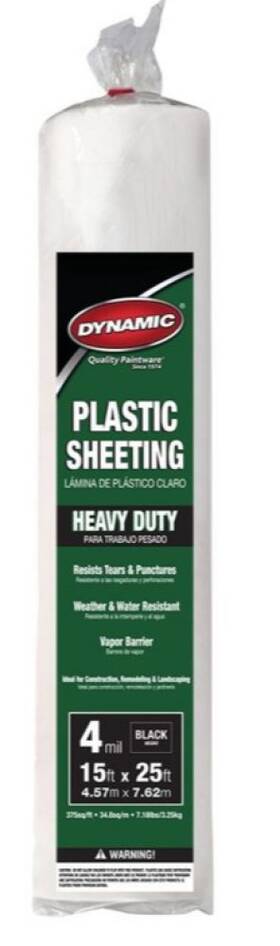 Dynamic 389881 15 Ft. X 25 4 Mil Black Plastic Sheeting
