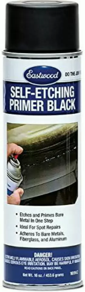 Eastwood 696567126385 Self Etching Black Primer Stainless Steel Aluminum Chrome Aerosol 16 Oz
