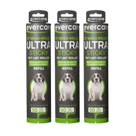 B08w3m4197 Evercare Pet Mega Oversized Lint Roller Refills - 3 Pack 50 Sheets Each All-pu
