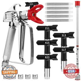 Every Family B0cn13szzp 3600 Psi Airless Paint Sprayer Gun Kit With 5 Nozzles Guard And Extension Pole